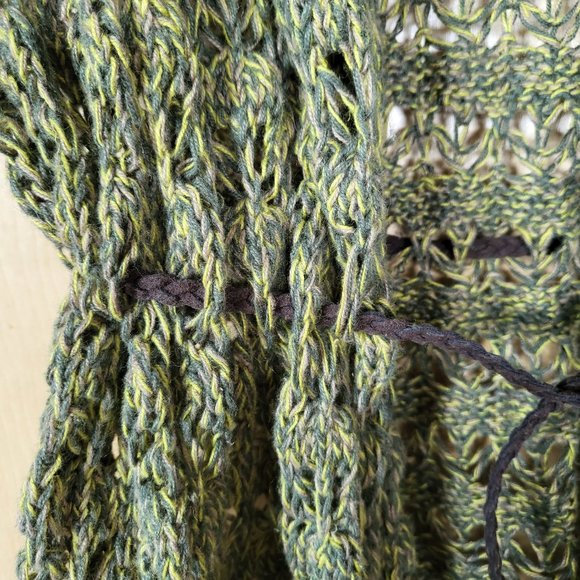 Crocheted Cardigan Vest with Belt Green Size Medium - Picture 8 of 11